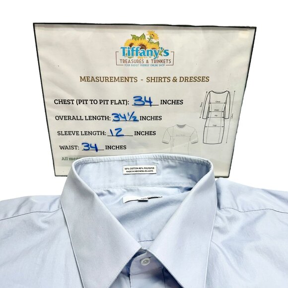 Modena Dress Shirt Mens Big 20 Light Blue Short Sleeve Cotton Polyester - Picture 6 of 6
